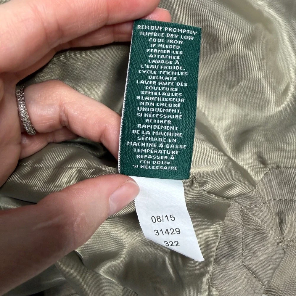 Lauren Ralph Lauren Womens Khaki Tan Hooded Field Jacket Drawstring Waist Sz Med